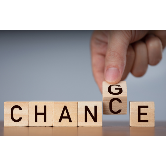 A hand changing wooden blocks spelling “CHANCE” to “CHANGE. Caption reads: "Despite all the disruption, leaders should be aware that this is not a story of doom: The world that is emerging is ripe with opportunities for high growth and dynamism. Indeed, two winners of the 2025 Nobel Prize in economics were recognized for their 'theory of sustained growth through creative destruction,' showing that reinvention is essential to growth and prosperity." -McKinsey & Company