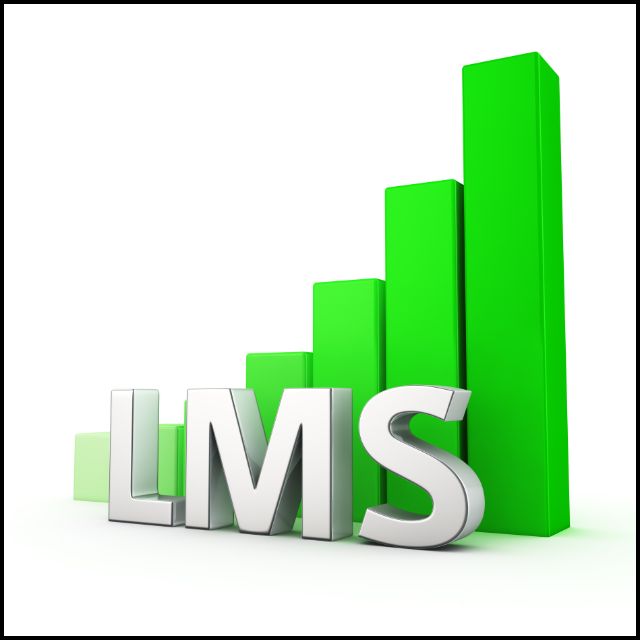 Green bar graph showing an increase with "LMS" in front of it.