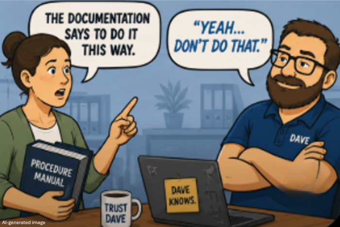 Illustration of Dave giving a knowing look telling someone, “Yeah…don’t do that.”